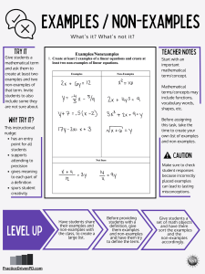 Examples / Non-Examples – Practice-Driven PD